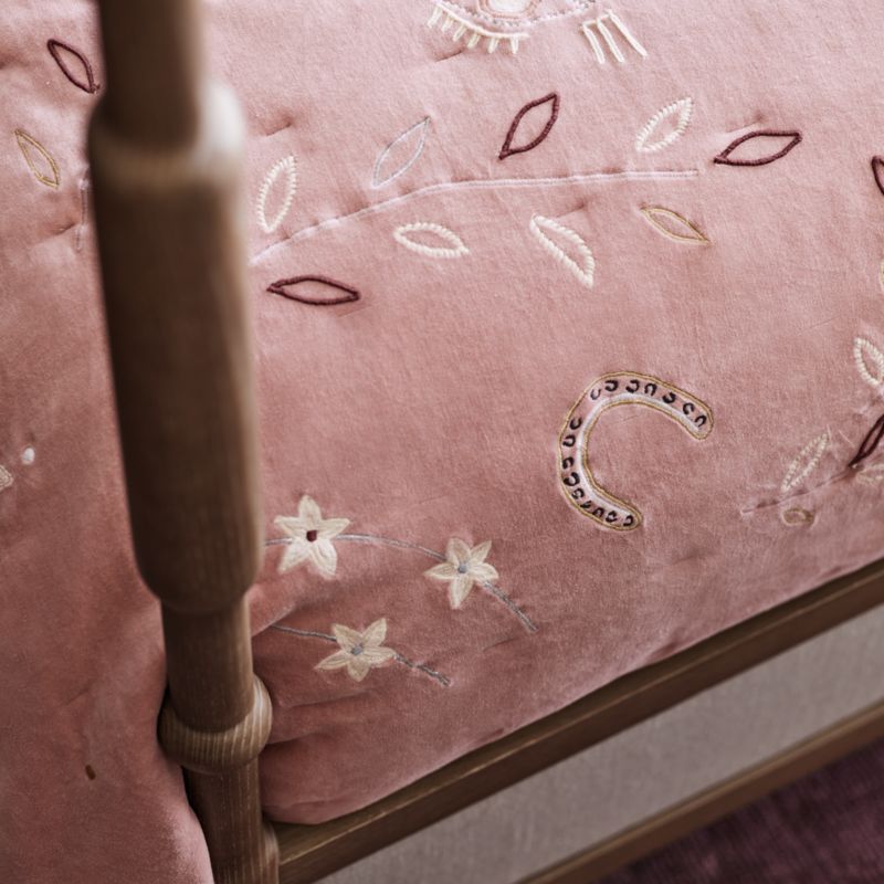 Heirloom Embroidered Organic Cotton Velvet Kids Twin Quilt by Jeremiah Brent