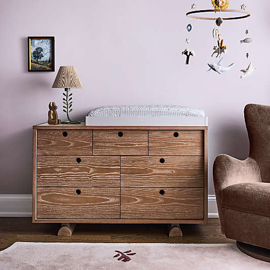 Storied 51" Hazelnut Wood and Stone Wide 7-Drawer Kids Dresser by Jeremiah Brent