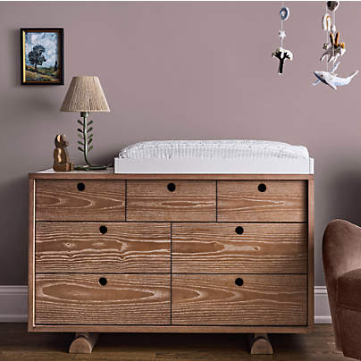 Storied 51" Hazelnut Wood and Stone Wide 7-Drawer Kids Dresser by Jeremiah Brent
