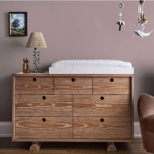 Storied 51" Hazelnut Wood and Stone Wide 7-Drawer Kids Dresser by Jeremiah Brent