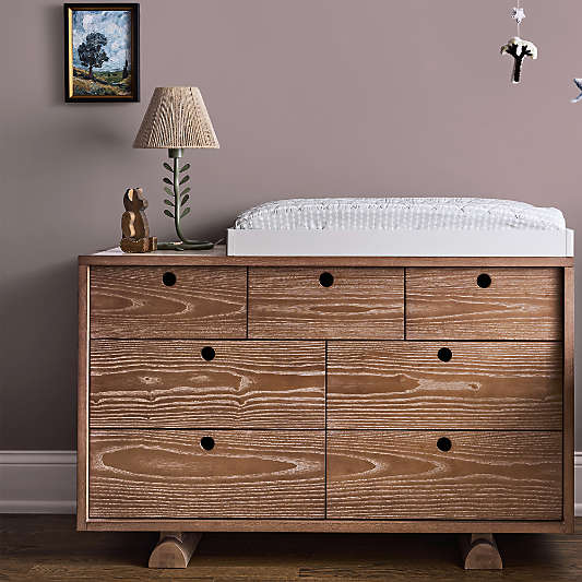 Storied 51" Hazelnut Wood and Stone Wide 7-Drawer Kids Dresser by Jeremiah Brent