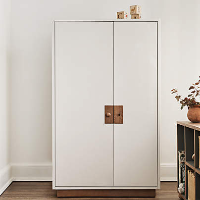 Memoire Ivory High-Gloss Lacquer Kids Storage Armoire Cabinet by Jeremiah Brent
