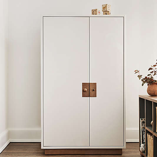 Memoire 42" Ivory High-Gloss Lacquer Kids Storage Armoire Cabinet by Jeremiah Brent