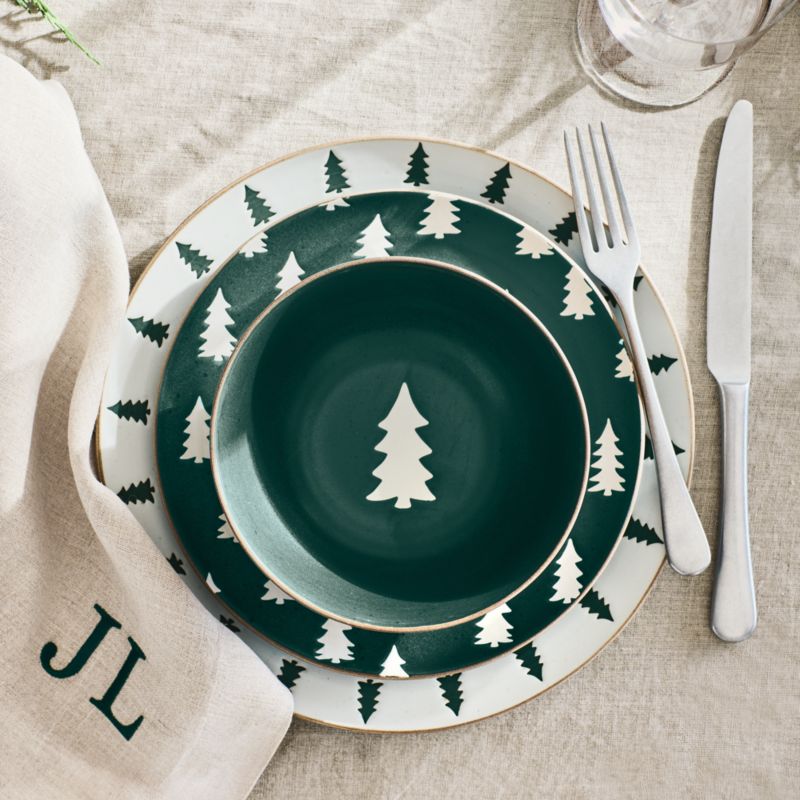 Green Trees Stoneware Dinner Plate