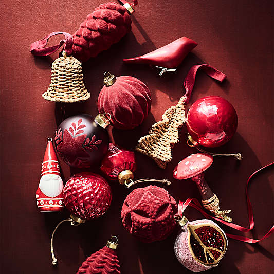 Glass Mushroom Christmas Ornaments, Set of 4