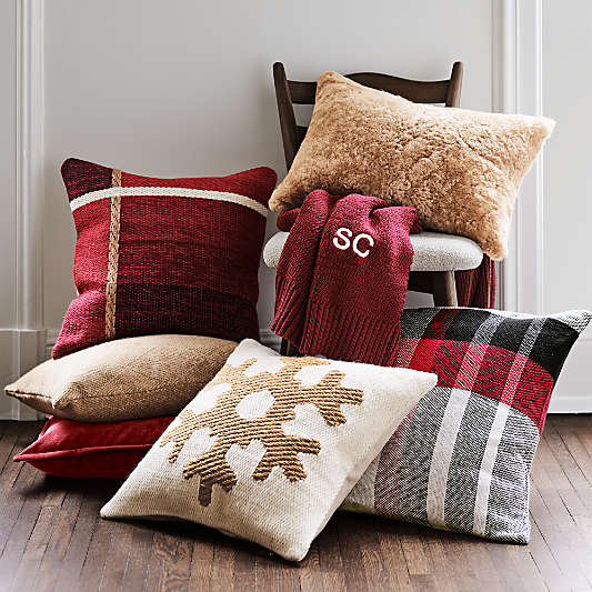 Plaid Kilim 20"x20" Luminous Red Throw Pillow