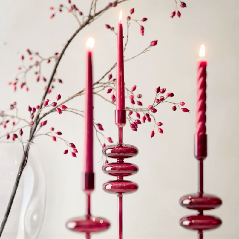 18" Twisted Cranberry Taper Candles, Set of 2 - image 2 of 4