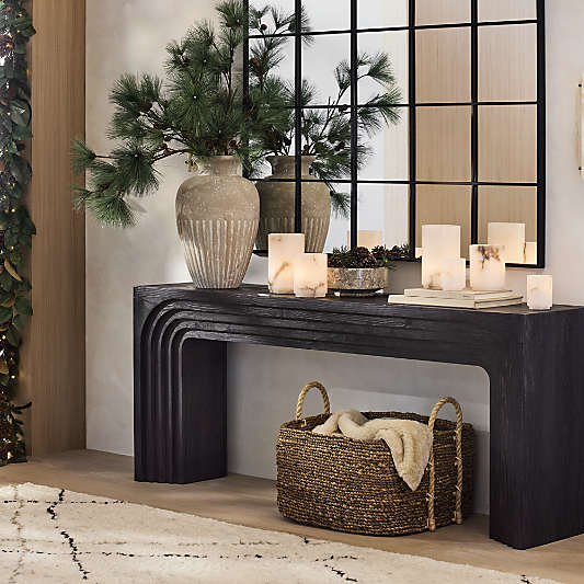 Valo 72" Ebonized Pine Wood Console Table