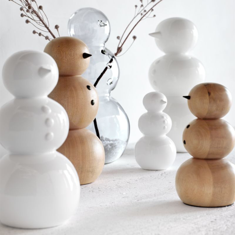 Medium White Holiday Ceramic Snowman 9.5" - image 2 of 6