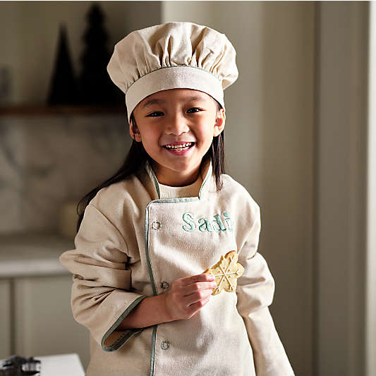 Natural and Green Kids Chef Coat and Hat Set