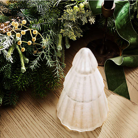 Winter Wonderland Frosted Fluted Glass Holiday Tree Small 9"