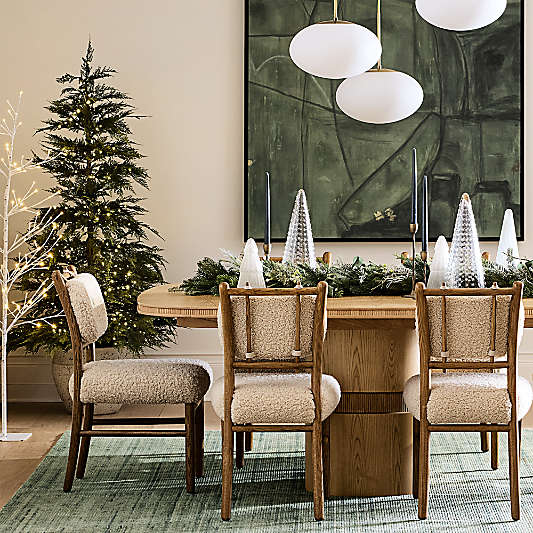 Pierre Light Brown Oak Wood Dining Chair with Faux Shearling