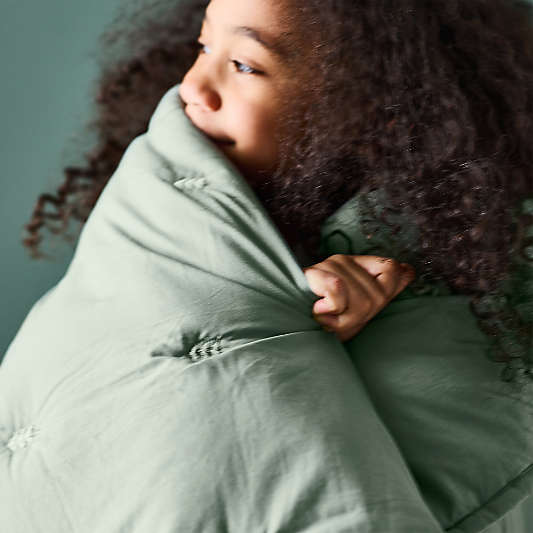 Puffy Down Tree Icon Green Kids Throw Blanket