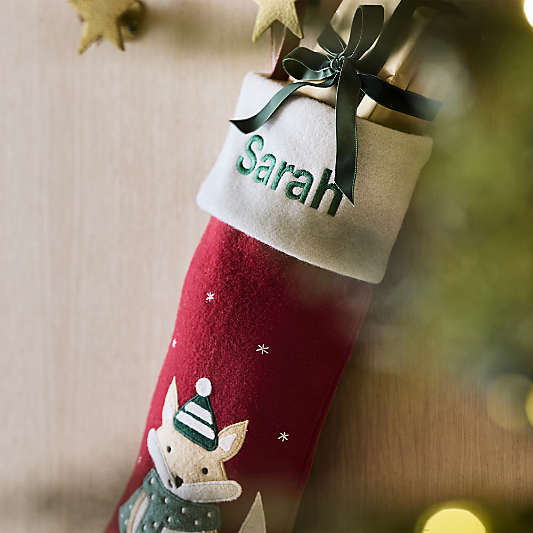 Baby Fox Kids Christmas Stocking by Joan Anderson