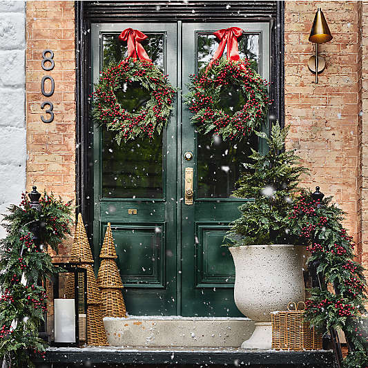 Faux Pre-Lit Hemlock & Berry Wreath & Garland Set