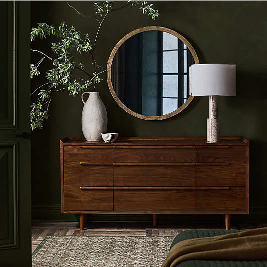 Tate 68" Walnut Wood 9-Drawer Dresser