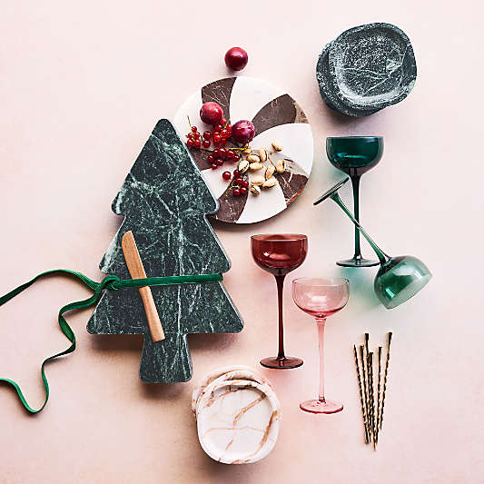 Green Marble Christmas Tree Serveboard with Spreader Set