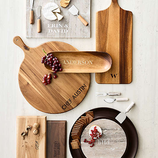 Wood and Tuscan Marble Cracker Serving Board Set