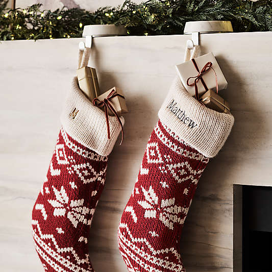 Red Knit Fair Isle Christmas Stocking