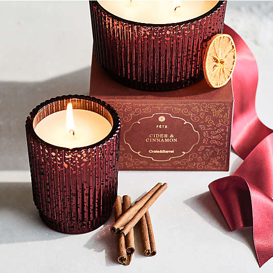Fete Red Orange Cinnamon Holiday Scented Candles and Diffuser