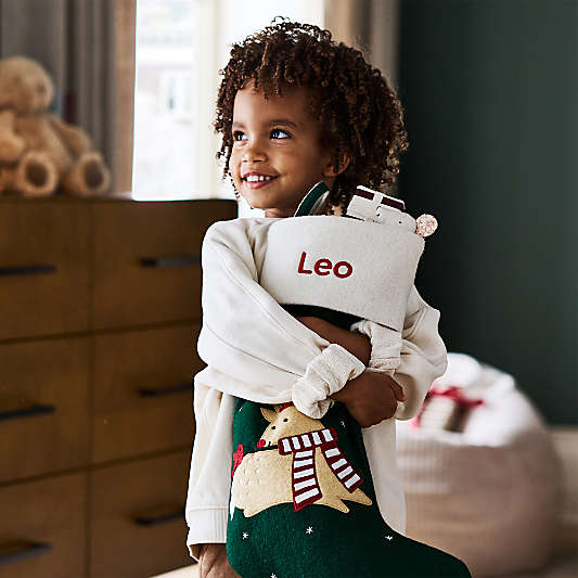 Baby Reindeer Kids Christmas Stocking by Joan Anderson