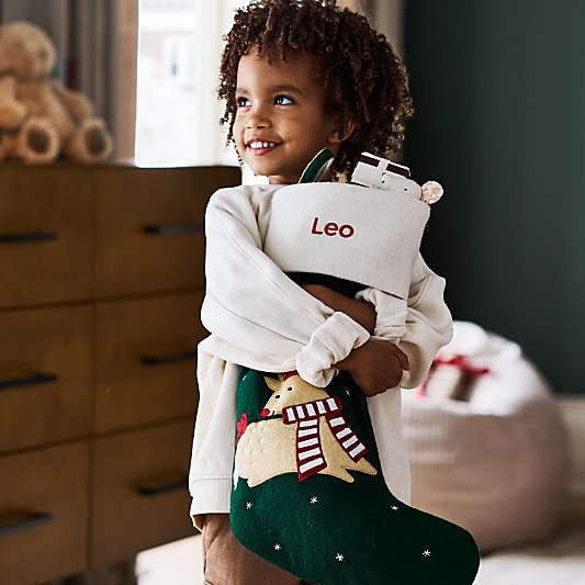 Baby Reindeer Kids Christmas Stocking by Joan Anderson