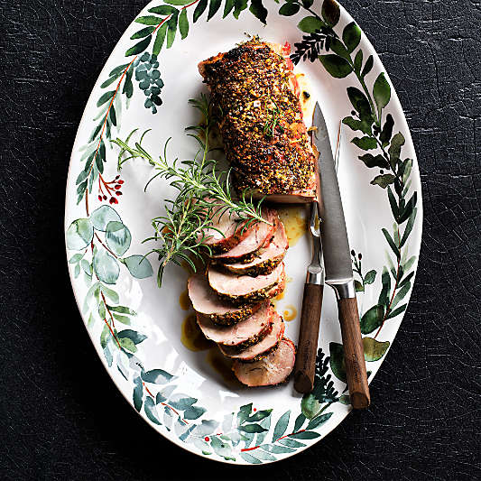 Marin Winter Botanical Stoneware Oval Platter