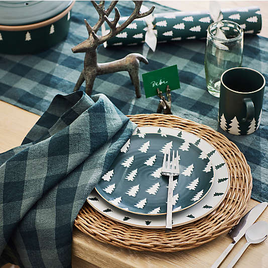 Marin Spruce Green Organic Linen Buffalo Check Napkin, Set of 4