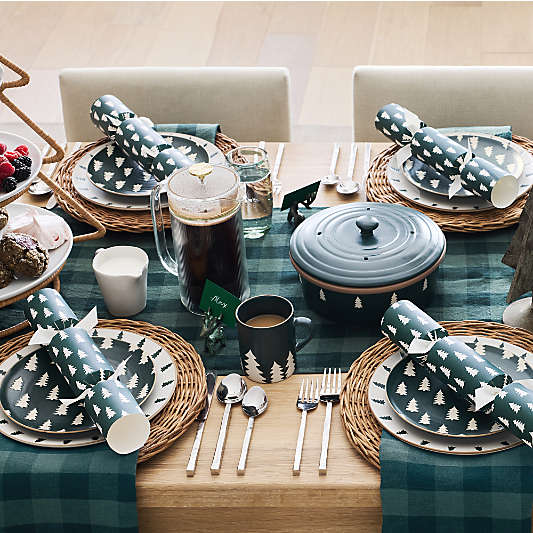 Marin 90" Spruce Green Buffalo Check EUROPEAN FLAX -Certified Linen Table Runner