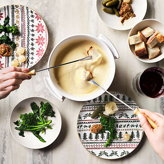 Nordic Fair Isle Stoneware Salad Plates, Set of 4