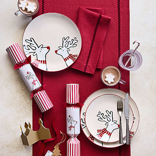 Red Rickrack Trim EUROPEAN FLAX ™-Certified Linen Table Runners