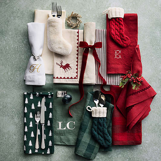 Holiday Green Flatware Stockings, Set of 4