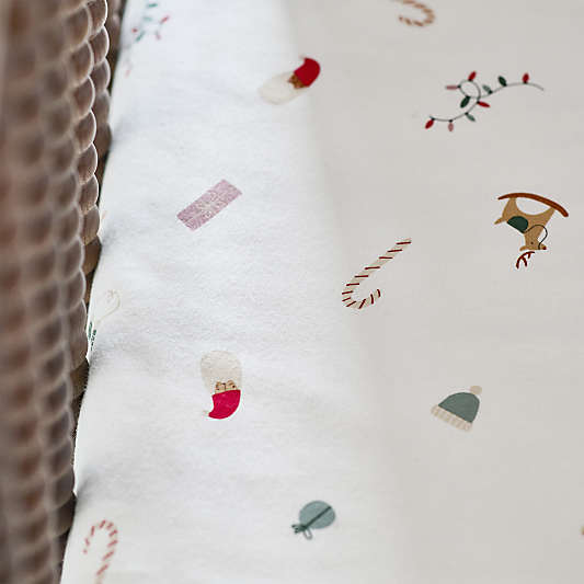 Supercozy Merry Moments Christmas Organic Flannel Baby Crib Fitted Sheet