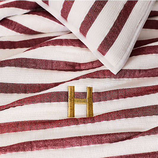 Red Striped Waffle Weave Organic Cotton Kids Quilt