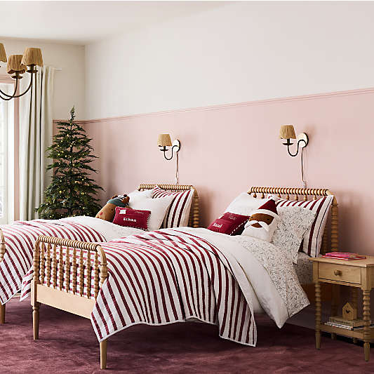 Red Striped Waffle Weave Organic Cotton Kids Quilt