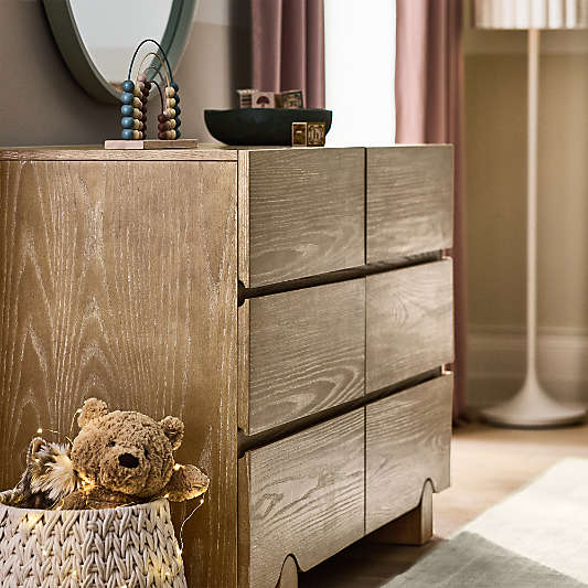Ellis 52" Hazelnut Brown Wood Wide 6-Drawer Kids Dresser
