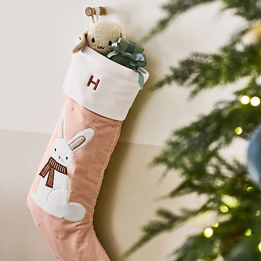 Wonderland Velvet Bunny Kids Christmas Stocking