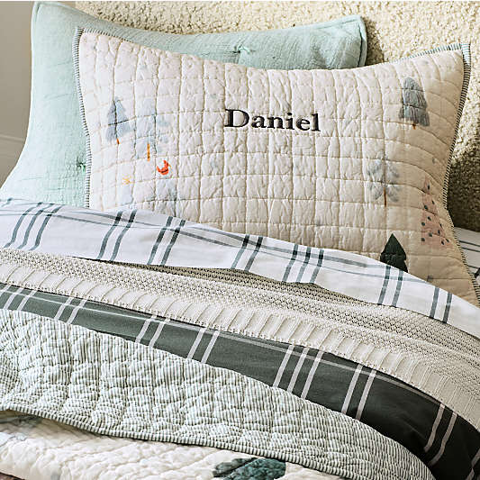 Stax Pine Green Organic Yarn-Dyed Organic Cotton Kids Duvet Cover