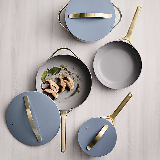 Caraway ® Blue Lagoon Ceramic Non-Stick 12-Piece Cookware Set with Gold Hardware