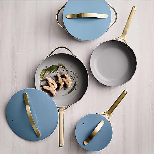 Caraway ® Blue Lagoon Ceramic Non-Stick 12-Piece Cookware Set with Gold Hardware