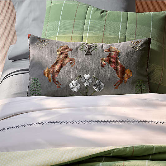 Prairie Embroidered Kids Throw Pillow by Sharland England