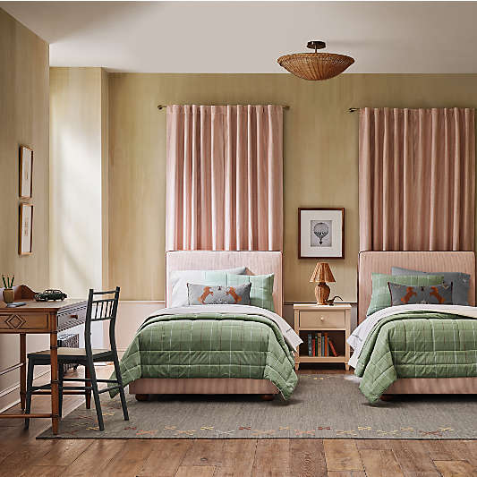 Petit Matelot Rust Red Striped Upholstered Kids Twin Bed by Sharland England