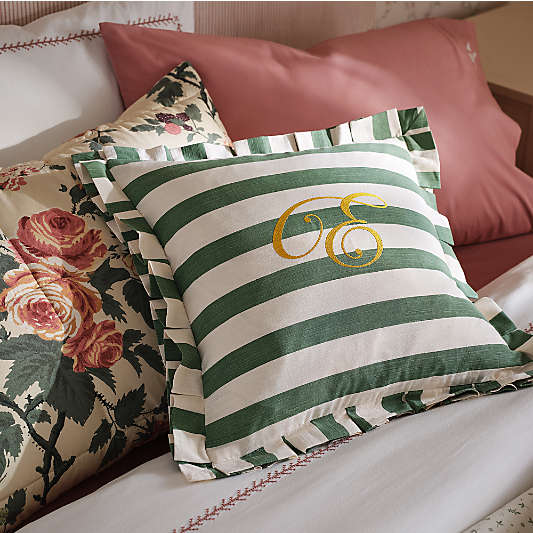 Pleated Green Stripe Kids Throw Pillow by Sharland England
