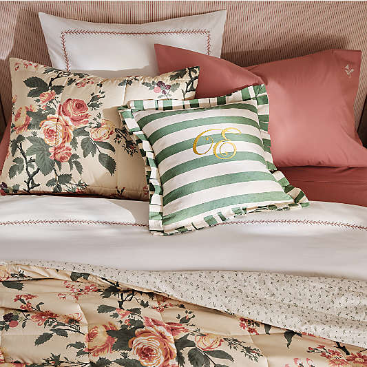 Rose Meadow Organic Cotton Kids Quilted Pillow Sham by Sharland England