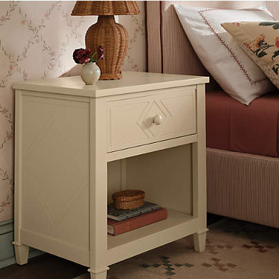 Soleil Buttercream Wood Kids Nightstand with Drawer by Sharland England