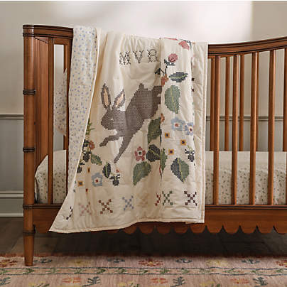Bramble 100% Organic Cotton Baby Crib Quilt by Sharland England