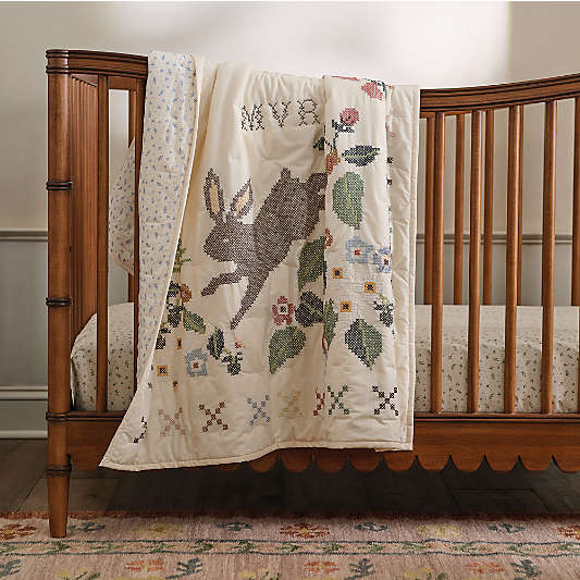 Bramble Organic Cotton Baby Crib Quilt by Sharland England