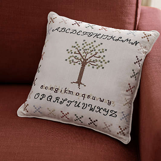 Family Tree Embroidered Kids Throw Pillow by Sharland England