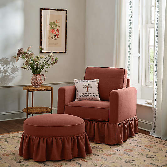 Volant Rust Red Nursery Ottoman by Sharland England
