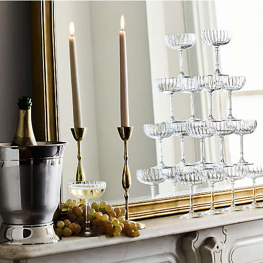 Beaded Polished Brass Finish Metal Taper Holders